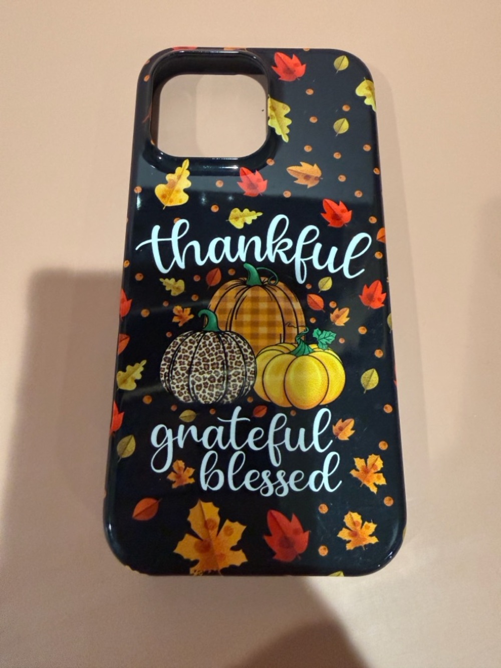 Thankful Grateful Blessed Black Fall Pumpkin Phone Case